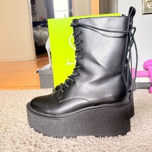 Circus by Sam Edelman Black Platform Lace-Up Combat Boots